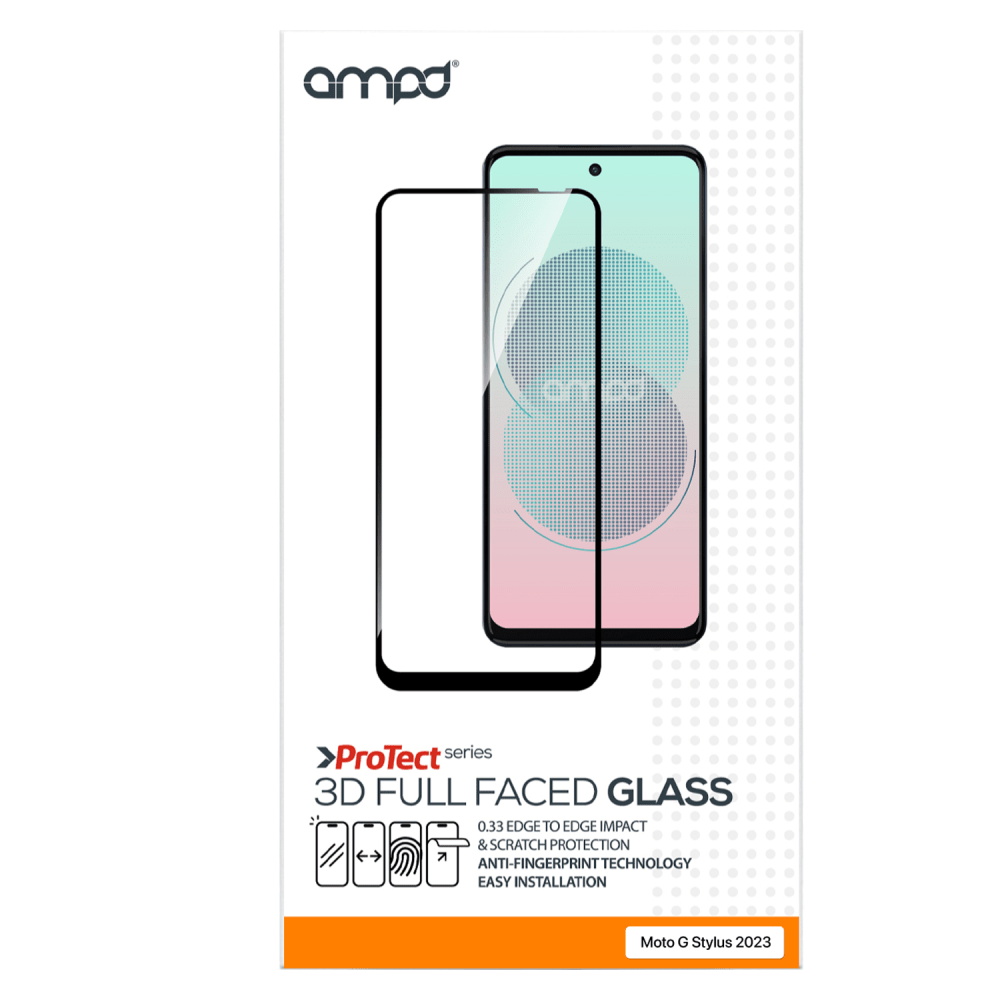 AMPD 3D Full Faced Impact Glass Screen Protector with Black Border for Motorola Moto G Stylus 5G (2023) / Moto G Stylus (2023)