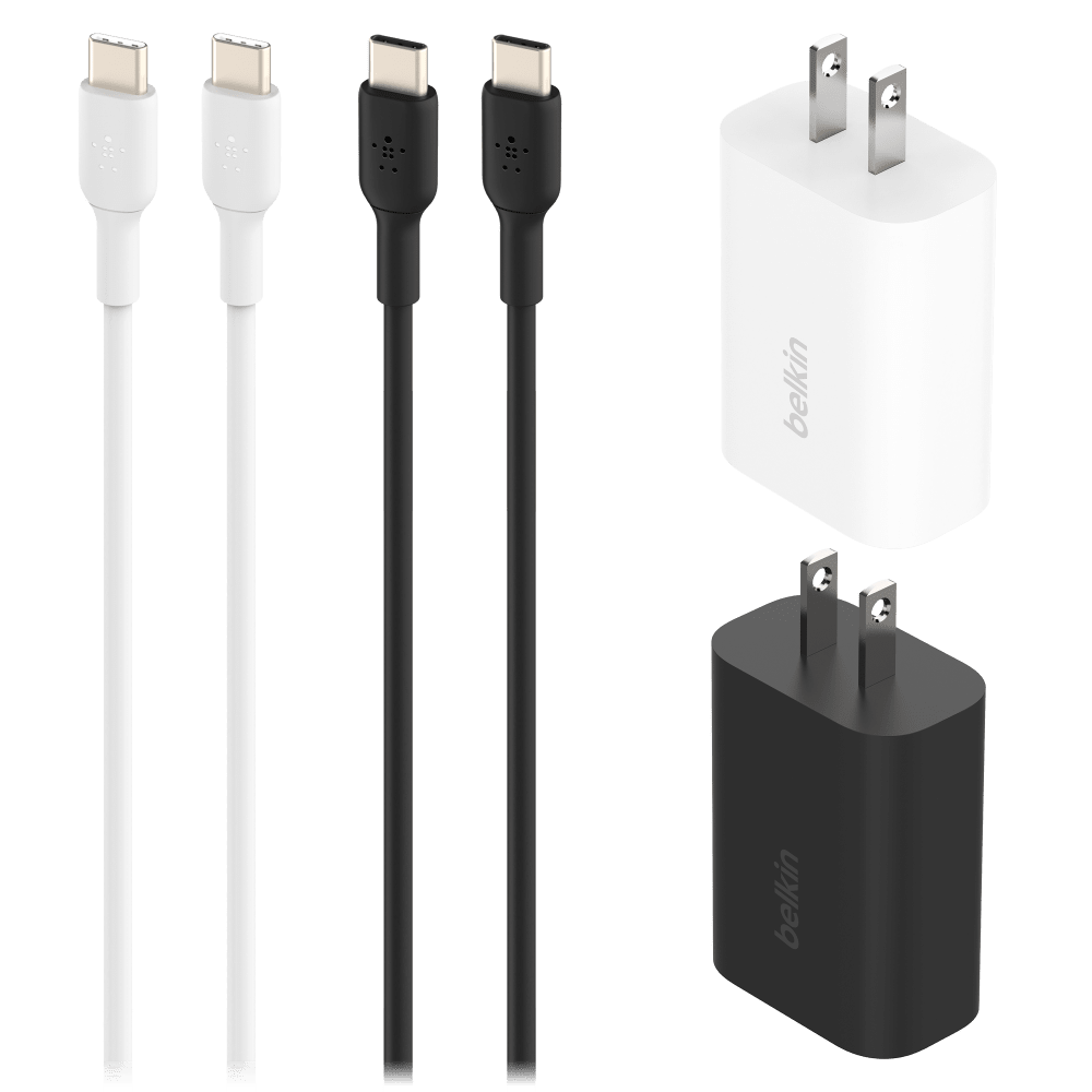 Belkin 2 25W USB C PD Wall Chargers with 2 USB C Cables 1m (4 Pack Bundle)