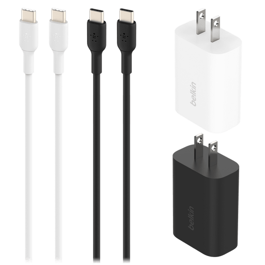 Belkin 2 25W USB C PD Wall Chargers with 2 USB C Cables 1m (4 Pack Bundle)