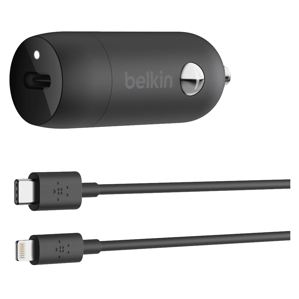 Belkin Boost Charge USB C Car Charger 20W and USB C to Apple Lightning Cable 4ft