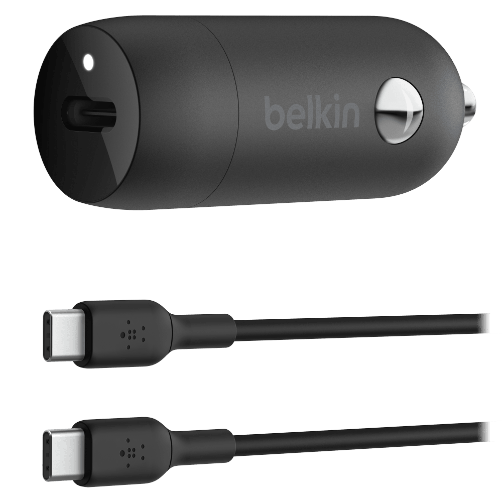 Belkin 30W PD Car Charger with PPS and USB C to USB C Cable 1m