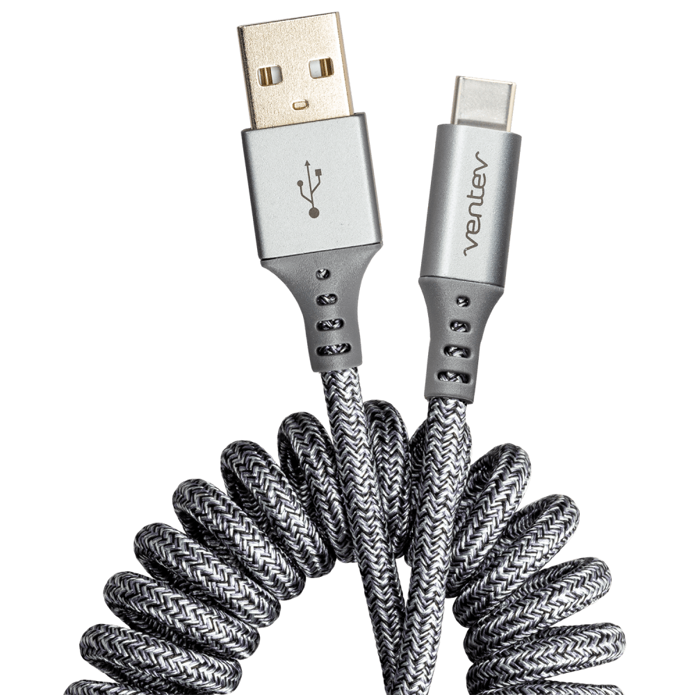 Ventev Chargesync Helix Coiled USB A to USB C Cable