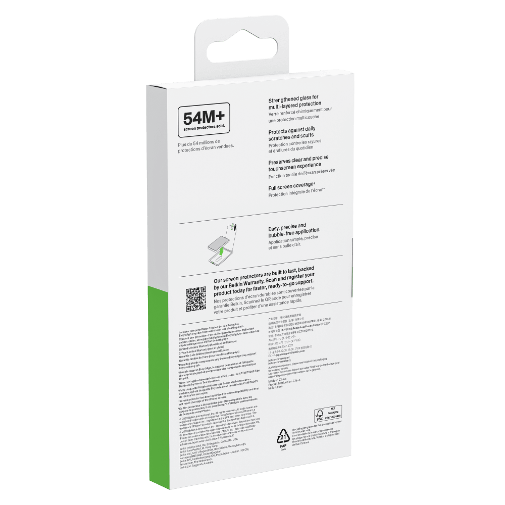 Belkin Glass Screen Protector with EZ Tray for Apple iPhone 15 Pro Max