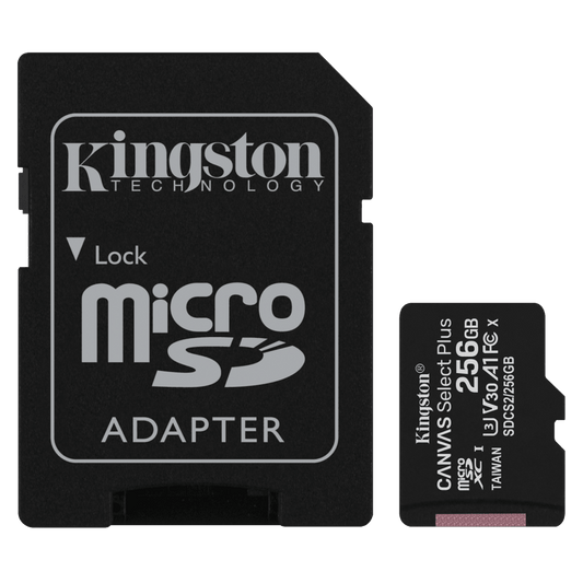 Kingston microSDXC Canvas Select Plus 256GB Memory Card and Adapter