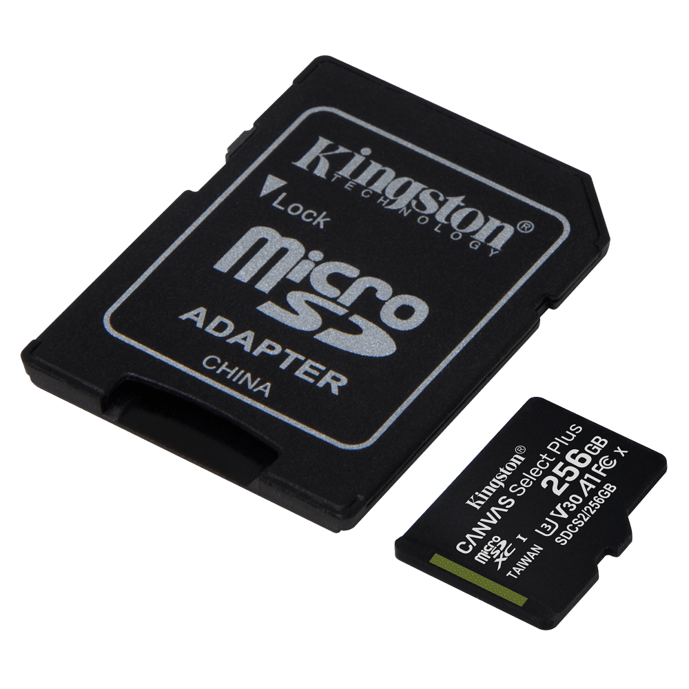 Kingston microSDXC Canvas Select Plus 256GB Memory Card and Adapter