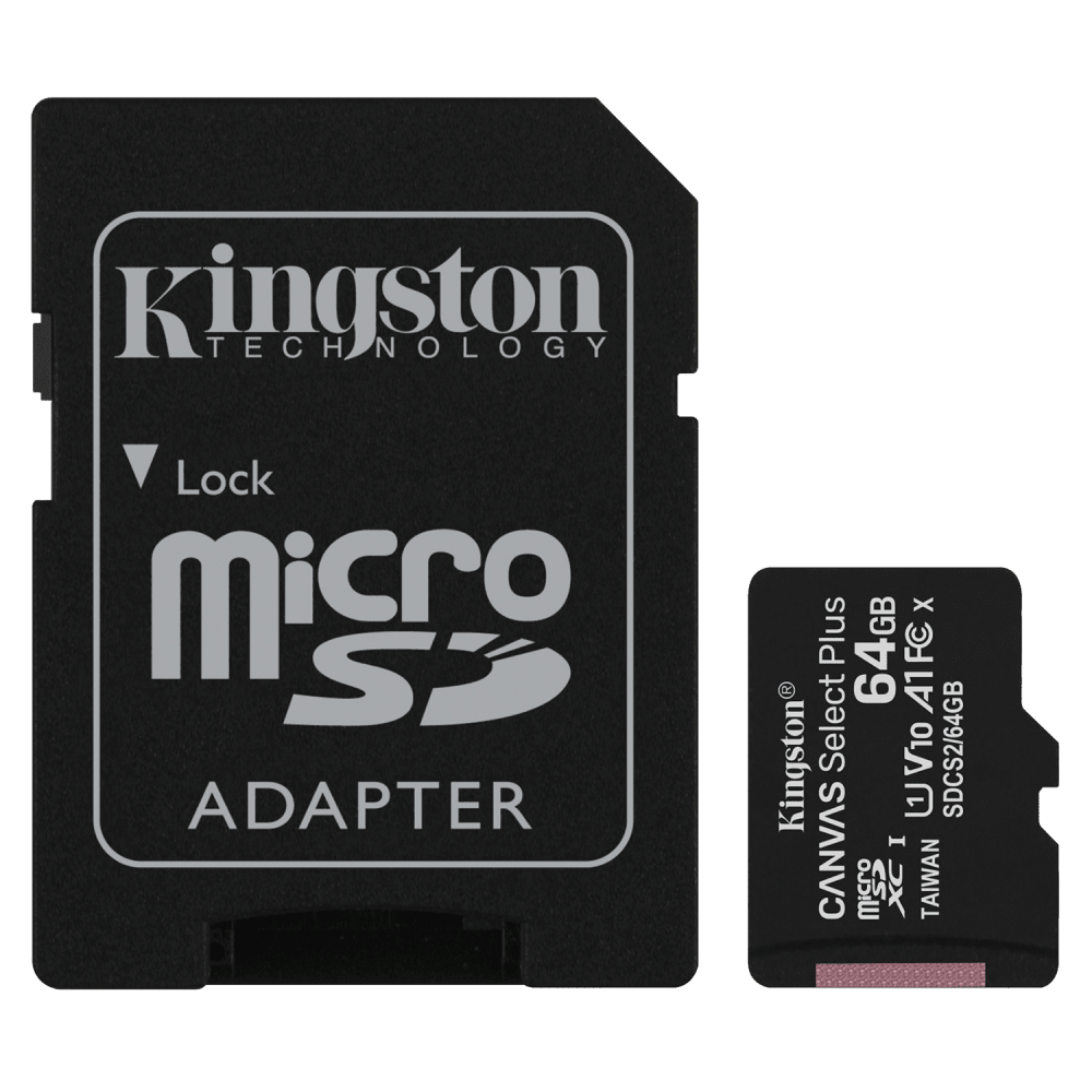 Kingston microSDXC Canvas Select Plus 64GB Memory Card and Adapter