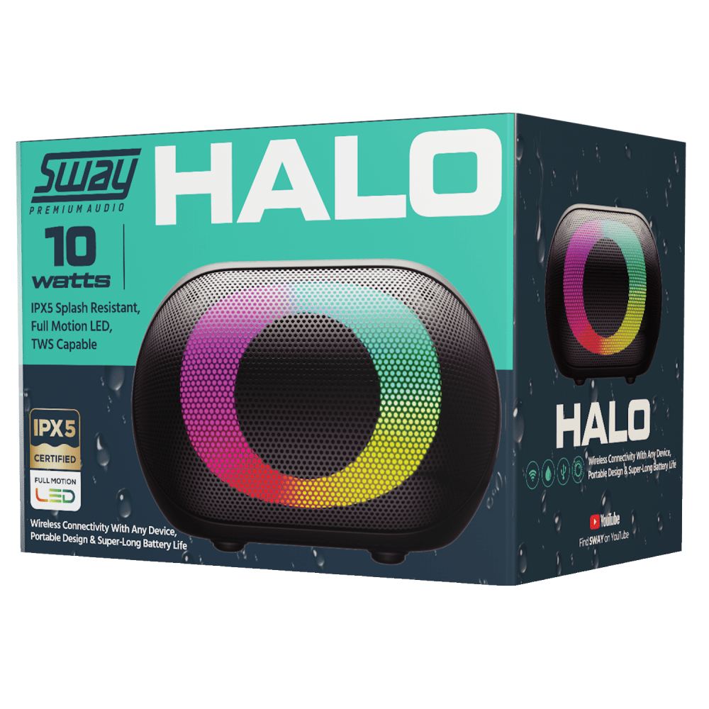 Sway Halo LED IPX5 Splash Resistant Bluetooth Speaker 10W