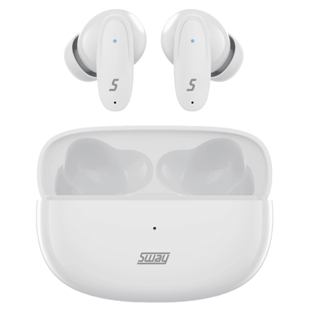 Sway Dual Microphone ENC Comfort Fit True Wireless Headphones with Power Go Charging Case